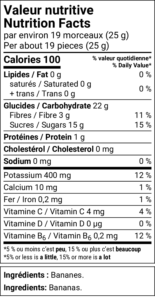 Bananes lyophilisées