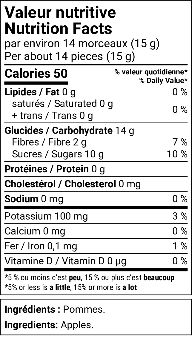 Pommes lyophilisées