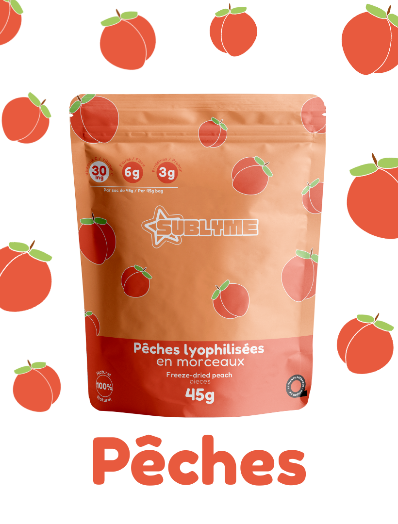 Pêches lyophilisées