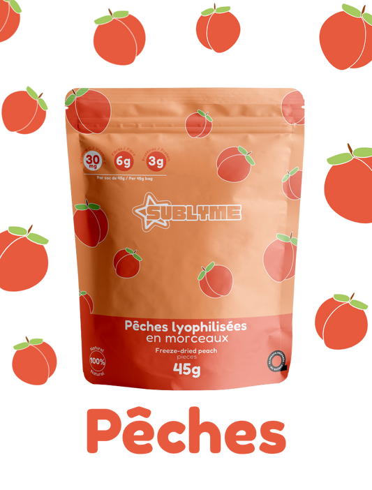 Pêches lyophilisées