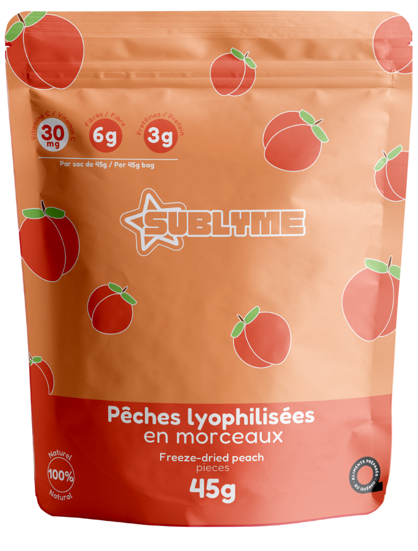 Pêches lyophilisées